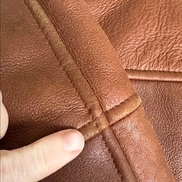 Brown Shearling Women's leather Jacket with faux fur wool - Picture 12 of 14